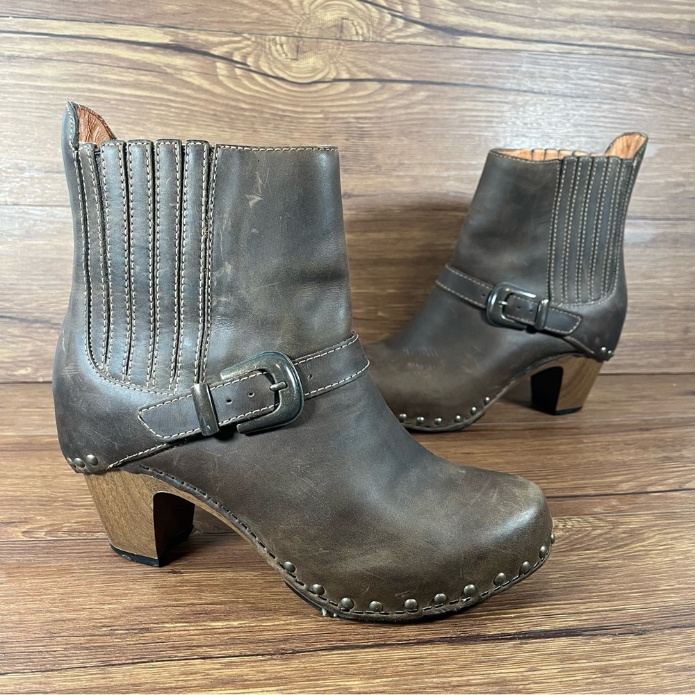 Dansko Brown Ankle Boots with Buckle Detail